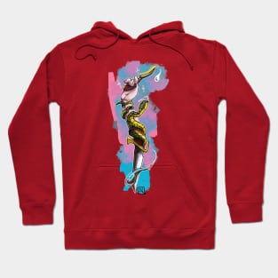 neo traditional knife and hand and snake on pop background Hoodie